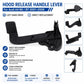 Black hood release handle lever with mounting base, direct replacement