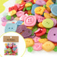 Close-up mixed resin buttons with round and specialty shapes in bright colors