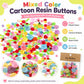 Assorted mixed-color resin buttons set with cartoon shapes and round details
