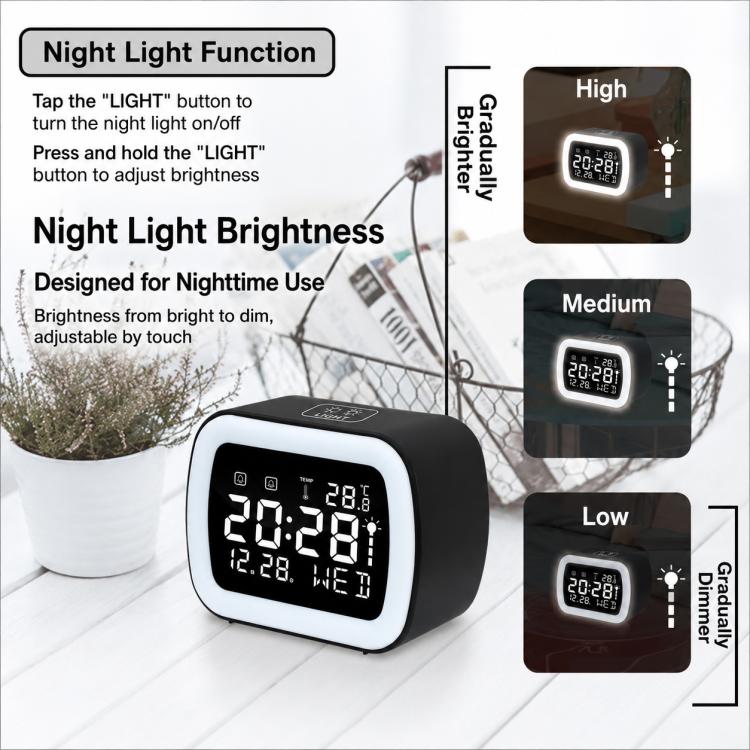 DS-5801 LED Smart Temperature Display Electronic Digital Clock with Night Light