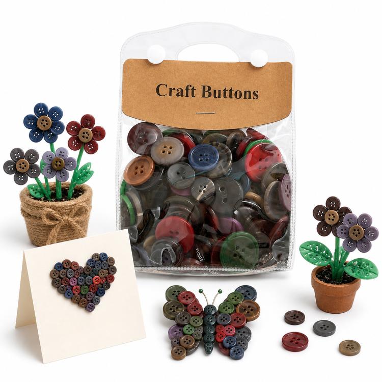 175g/Pack Mixed Sizes Colorful Round Resin Buttons DIY Craft Kit, 250-400 Pieces/Pack