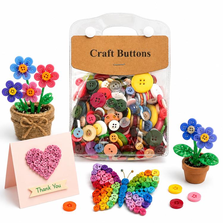 175g/Pack Mixed Sizes Colorful Round Resin Buttons DIY Craft Kit, 250-400 Pieces/Pack
