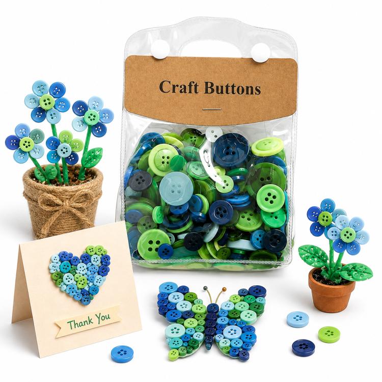 175g/Pack Mixed Sizes Colorful Round Resin Buttons DIY Craft Kit, 250-400 Pieces/Pack