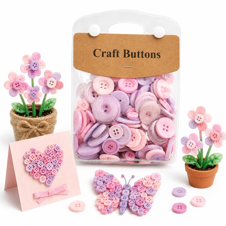 175g/Pack Mixed Sizes Colorful Round Resin Buttons DIY Craft Kit, 250-400 Pieces/Pack