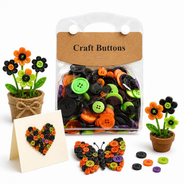 175g/Pack Mixed Sizes Colorful Round Resin Buttons DIY Craft Kit, 250-400 Pieces/Pack