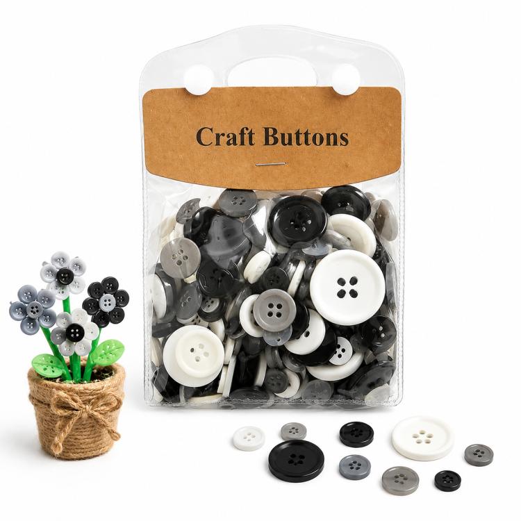 175g/Pack Mixed Sizes Colorful Round Resin Buttons DIY Craft Kit, 250-400 Pieces/Pack
