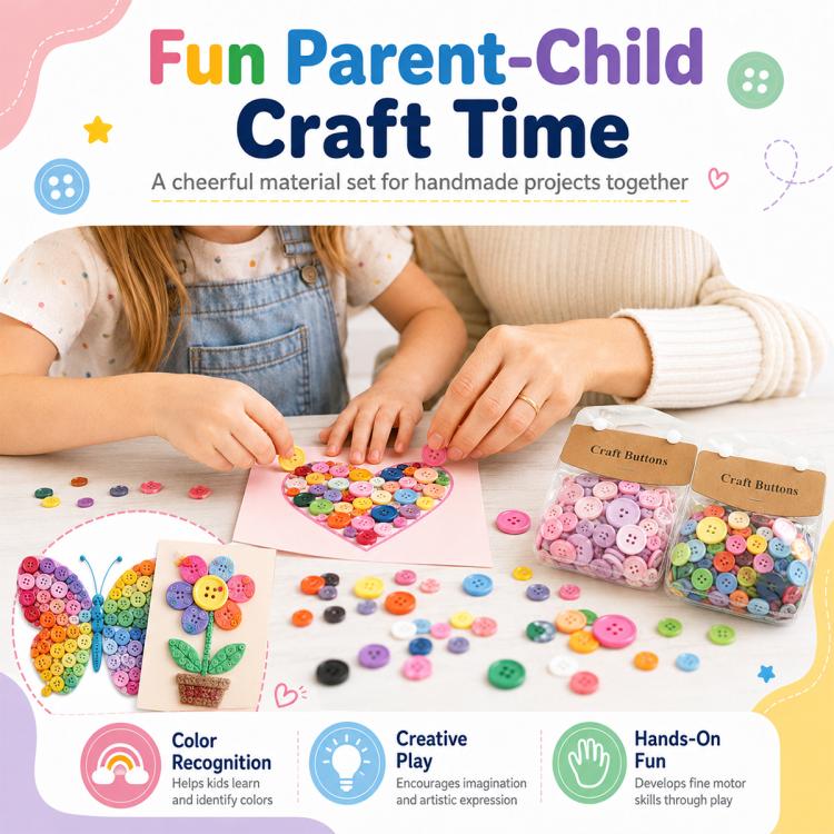 175g/Pack Mixed Sizes Colorful Round Resin Buttons DIY Craft Kit, 250-400 Pieces/Pack