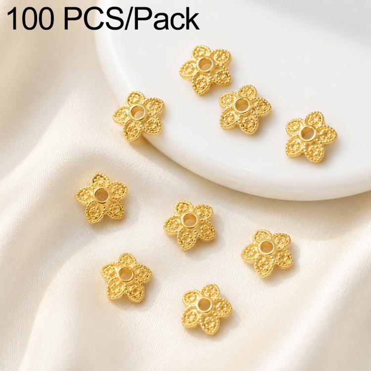 Gold flower bead cap spacers, 5-petal design with center hole