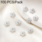 Silver glitter flower bead caps with central hole, small openwork five-petal style