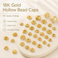 Gold hollow flower bead caps, assorted 6-petal designs with center holes
