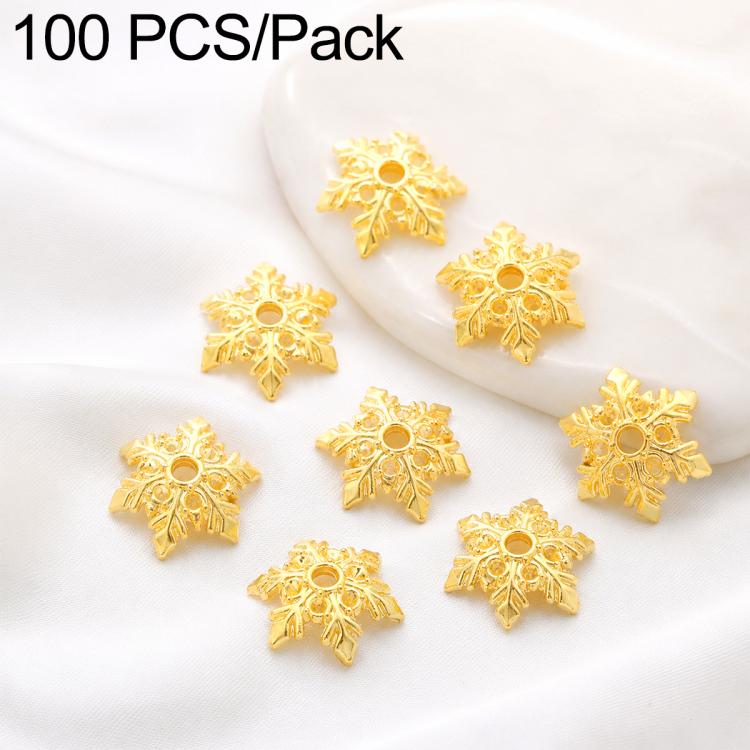 Gold 6-petal hollow flower bead caps with center hole, assorted pcs for DIY jewelry