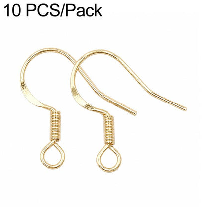 Gold-tone spring earring hooks with small round loop, DIY jewelry findings (2 shown)