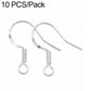 Silver-tone spring earring hooks with small round loop, DIY jewelry findings (2 shown)