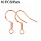 Rose-gold-tone spring earring hooks with small round loop, DIY jewelry findings (2 shown)