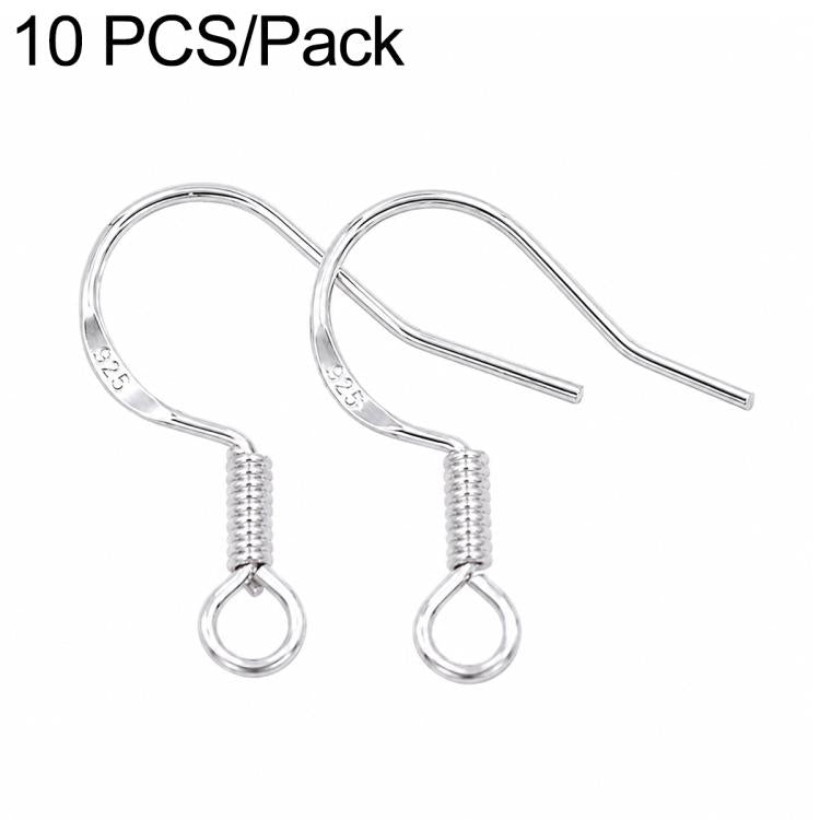 Sterling silver DIY earring hooks with spring coil and round loop, 10-piece pack