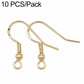 Gold-tone bead-spring earring hooks with small round loop, DIY jewelry findings (2 shown)