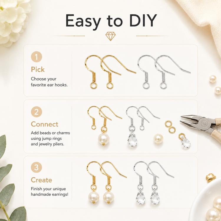 DIY earring hooks set with gold and silver hook styles for bead and charm making