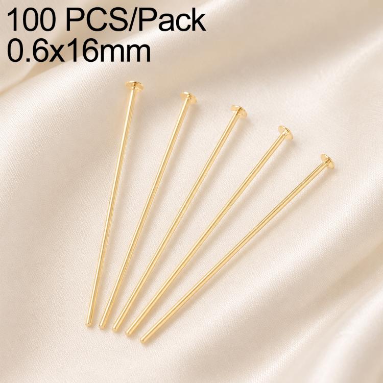 Gold tone bead head pins, 100 pcs pack, 0.6x16mm, loop head for DIY charms