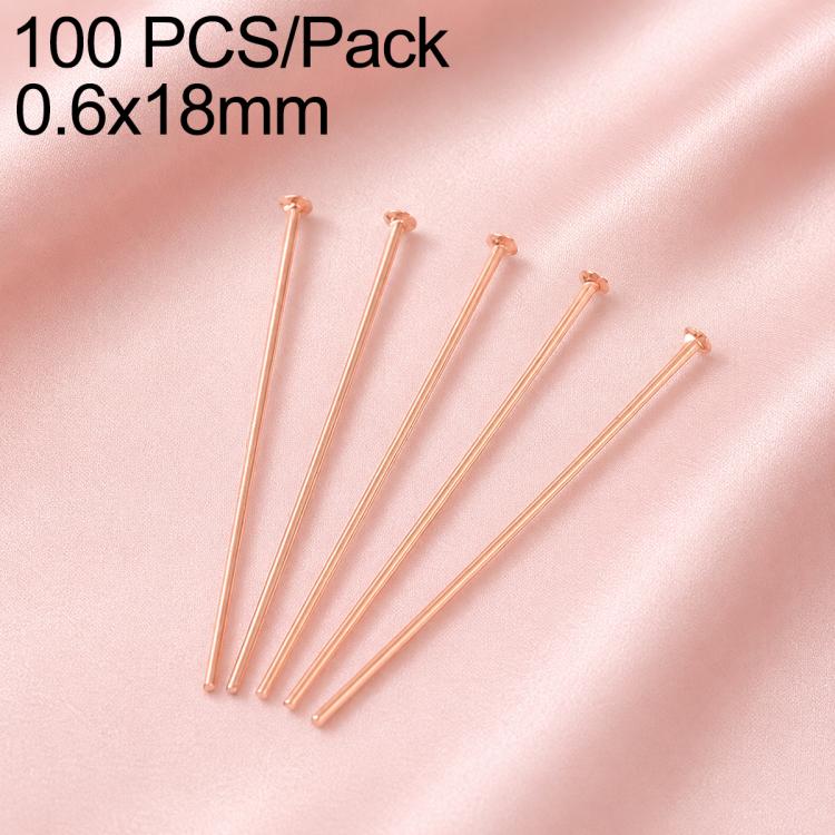 Rose gold-tone bead head pins with loop heads, 0.6 x 18mm, 100-pack