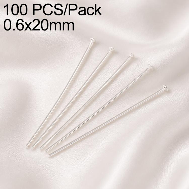 White/silver tone bead head pins for jewelry making, 0.6x20mm, 5 pins shown