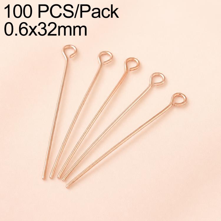 Peachy rose gold-tone bead head pins with loop heads, straight jewelry pins, multiple pieces