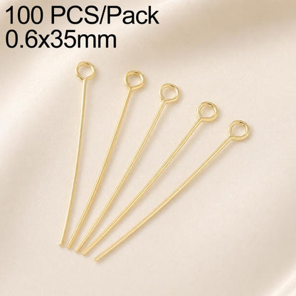 Gold-plated bead head pins, 0.6x35mm, 5 pins shown from a 100-pack