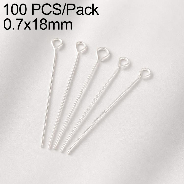 Silver-tone bead head pins with circular loop top, straight pins for charm earring making