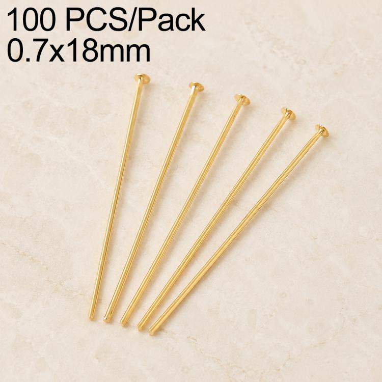 Gold-tone bead head pins with looped bead heads, straight posts for jewelry making