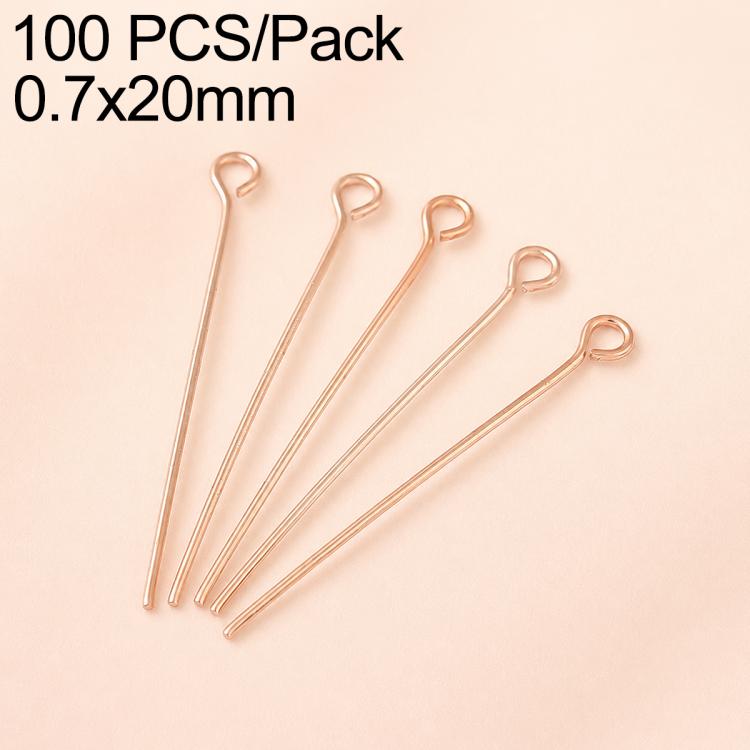 Muted rose gold-tone bead head pins, loop heads, 0.7x20mm, 100 pcs DIY