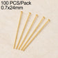 Gold-tone head pins with loop, 0.7x24mm, 5 pins shown
