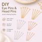 Assorted DIY eye pins and head pins in gold and silver tones, mixed pack