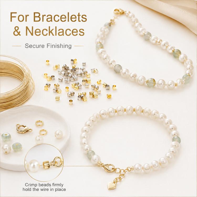 Mixed gold and silver tone copper tube separator clip beads for bracelets and necklaces
