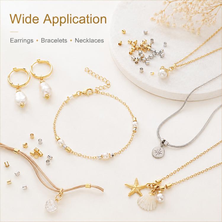 Small gold tone and silver tone separator clip tube beads for DIY necklace and bracelet