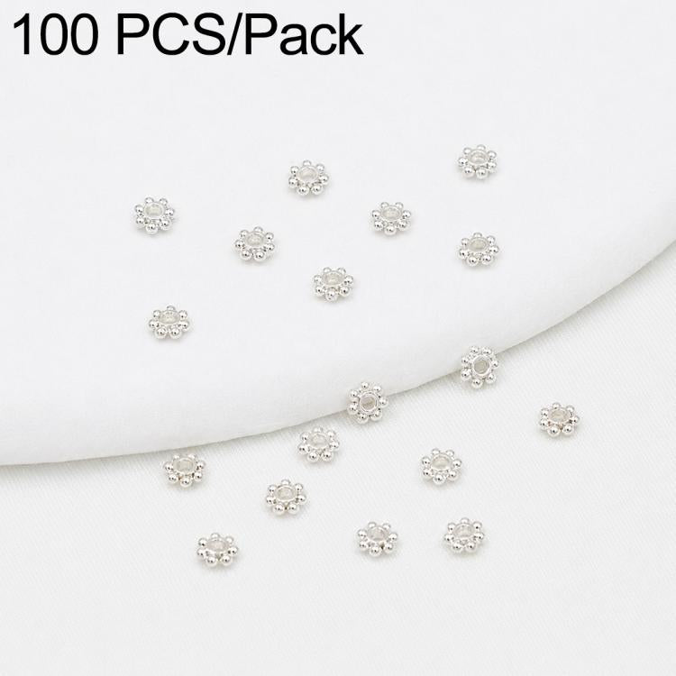 White gold snowflake bead caps spacers, round gear style with tiny central hole