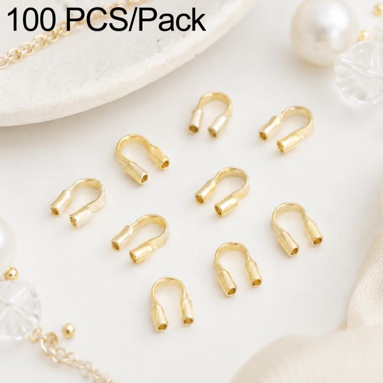 Gold-tone U-shaped horseshoe clasp bracelet closure, 100 pcs