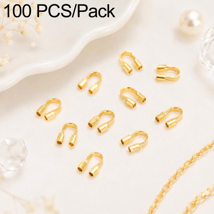 Gold-tone U-shaped horseshoe clasp bracelet closure, 100 pcs