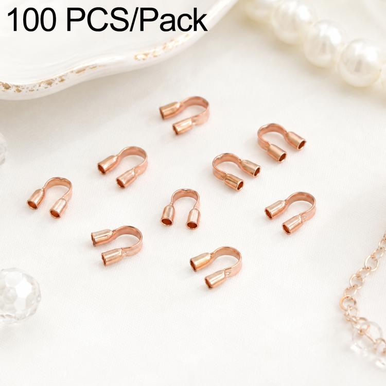 Rose gold-tone U-shaped horseshoe clasp bracelet closure, 100 pcs