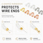 U-shaped horseshoe wire end caps in gold, rose gold, and silver tones for wire ends