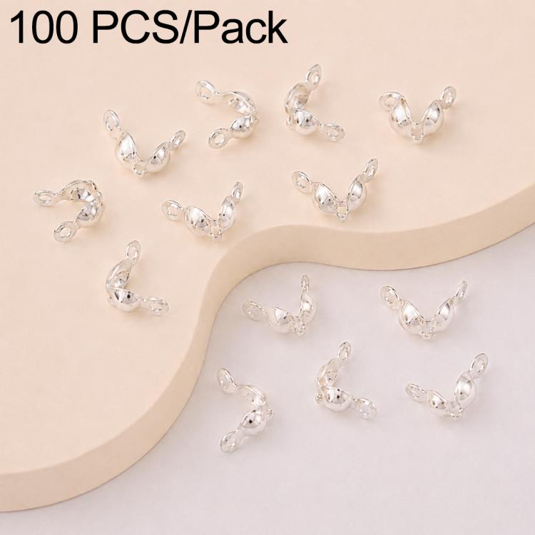 Silver-tone dual-loop crimp cover end caps with clear stone, assorted pack pieces