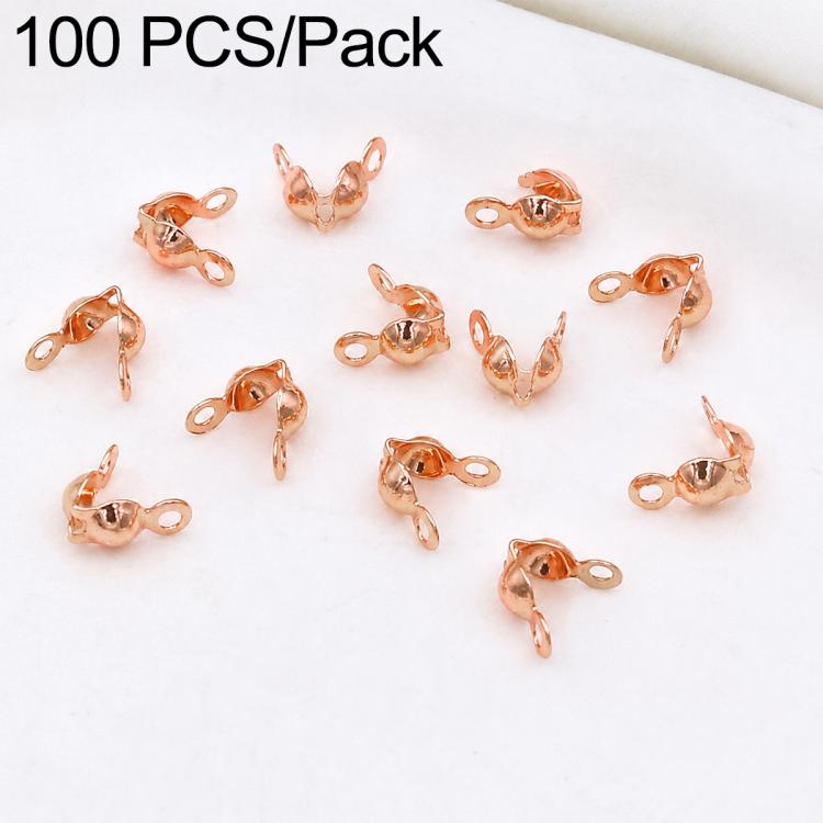 Rose gold-tone double-loop bead end caps with clear stones, assorted pieces