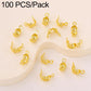 Gold dual-loop crimp cover knot bead caps, looped closure parts, 100-pack