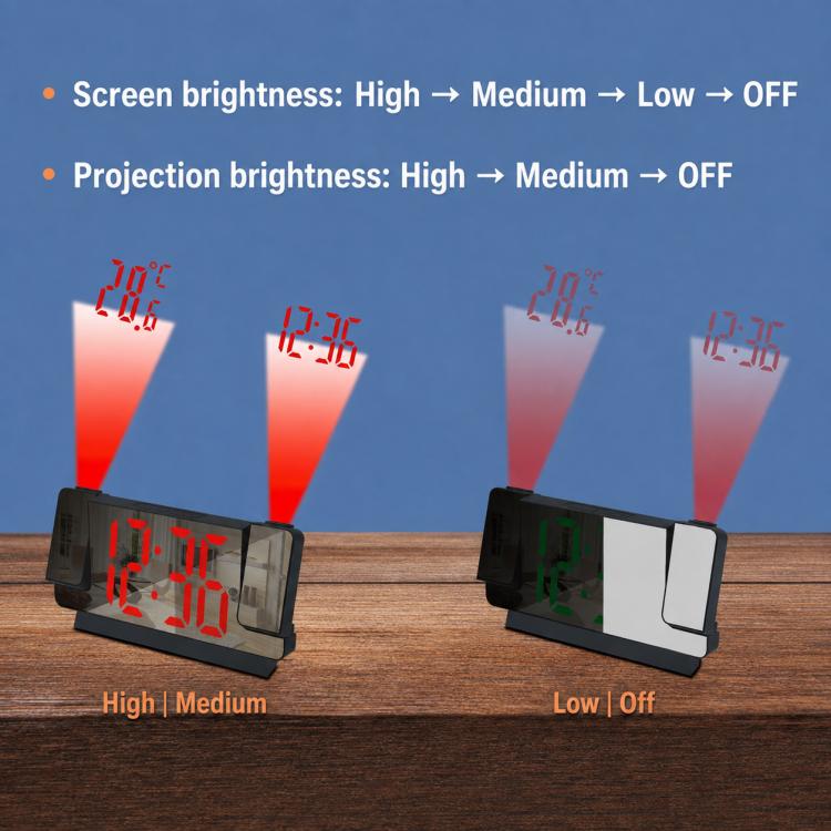 DS-3822LP Multifunctional LED Screen Dual Projection Mirror Display Electronic Digital Clock