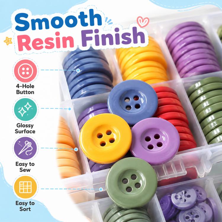 Mixed Color Round Resin Four-hole Buttons DIY Craft Kit