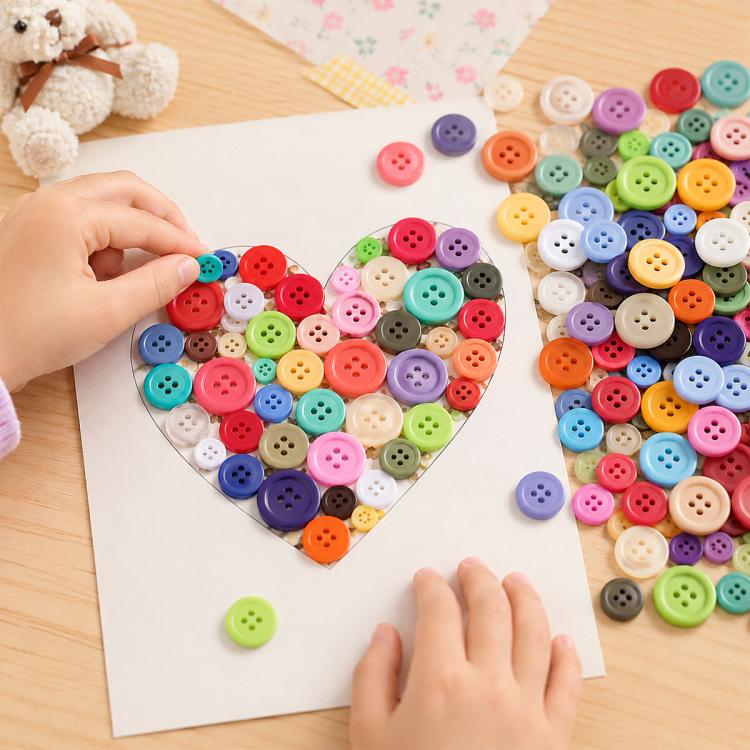 Mixed Color Round Resin Four-hole Buttons DIY Craft Kit