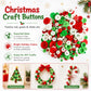 Mixed red, green, and white round craft buttons, multi-hole faces, assorted sizes