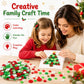 Kid craft project using mixed round buttons in red, green, and white on paper