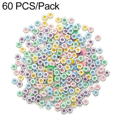 Assorted resin flower buttons, pastel multicolor, double-layer, 12mm, 60-pack