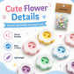 Pastel resin flower buttons with 2 holes, glossy double-layer, mixed colors, 12mm
