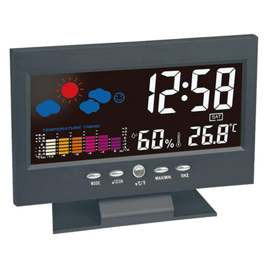 DS-8082TS LCD Multifunctional Voice-Controlled Backlit Weather Display Electronic Clock