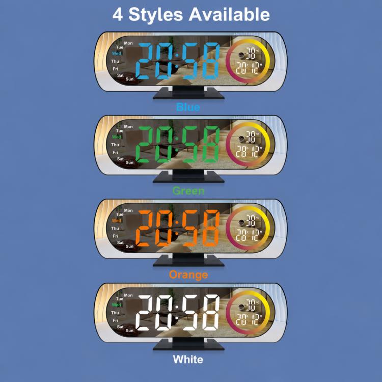 DS-3827LW Desktop Colorful Light LED Digital Display Mirror Electronic Clock